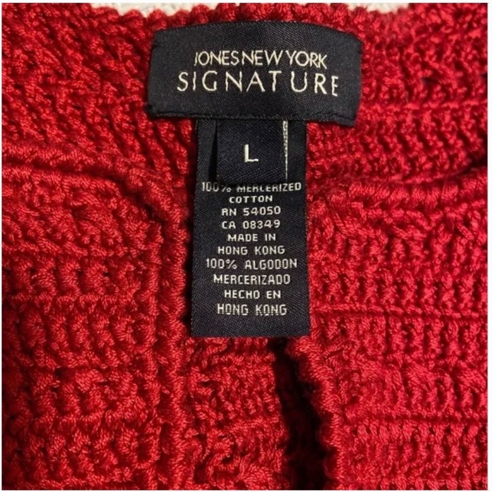 Gorgeous Red Sweater Jacket; Never Worn; Heavy Cotton Knit; Large; 3/4 Sleeves - Picture 7 of 13